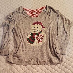 Festive Gray Snowman Sweater